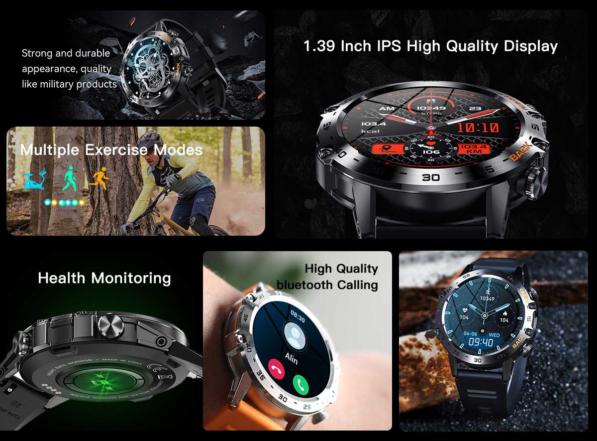 Smart Watch Men's Business Wireless Call Multi-function Waterproof Health Monitoring Blood Pressure Heart Rate Exercise