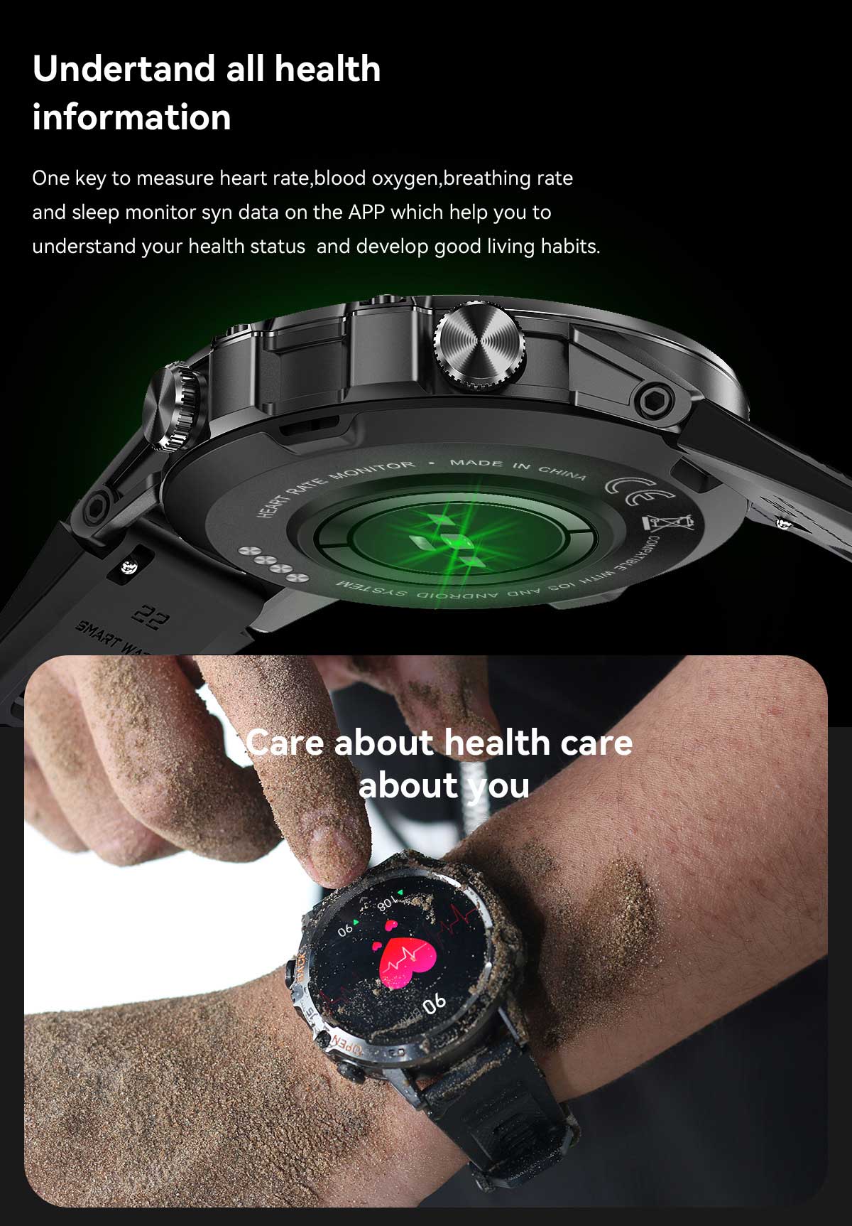 Smart Watch Men's Business Wireless Call Multi-function Waterproof Health Monitoring Blood Pressure Heart Rate Exercise